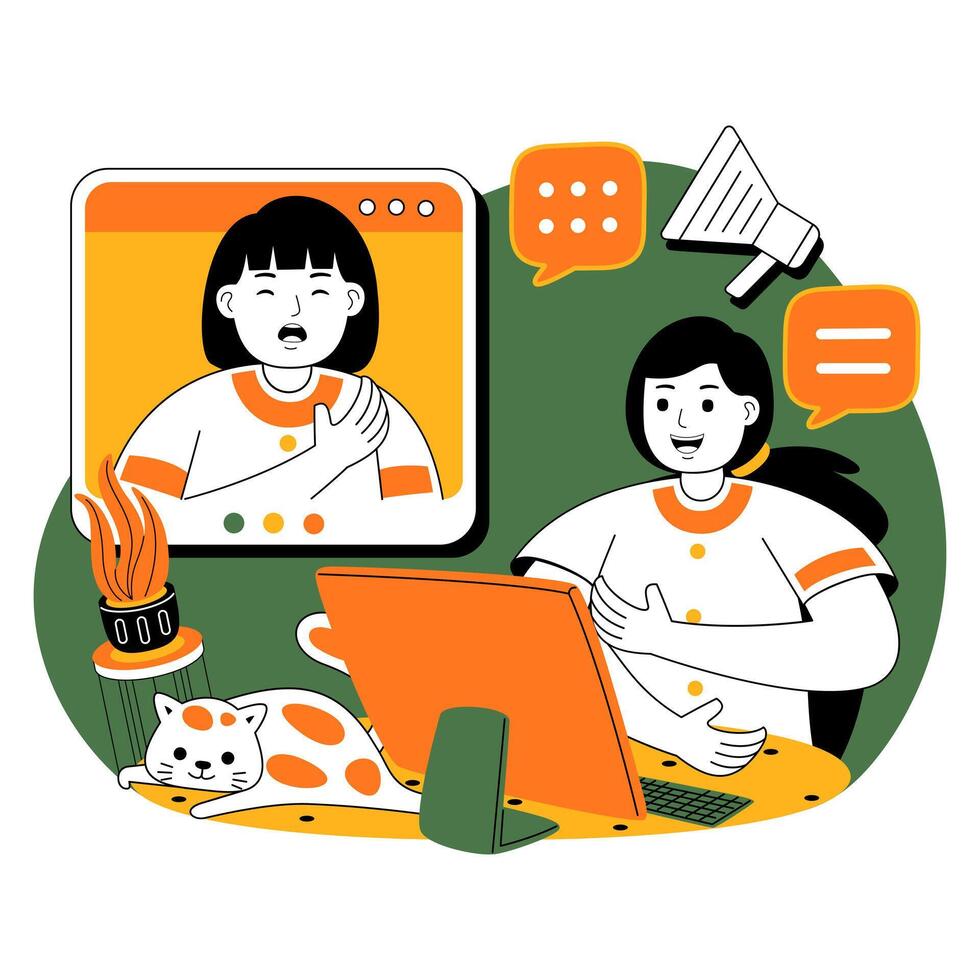 teamwork on project discussion flat illustration vector