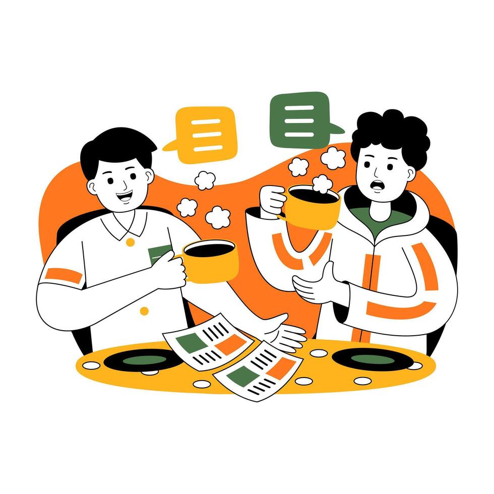 teamwork on project discussion flat illustration vector