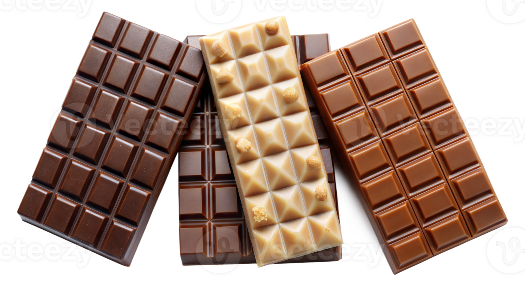 A row of chocolate bars with different shapes and sizes png