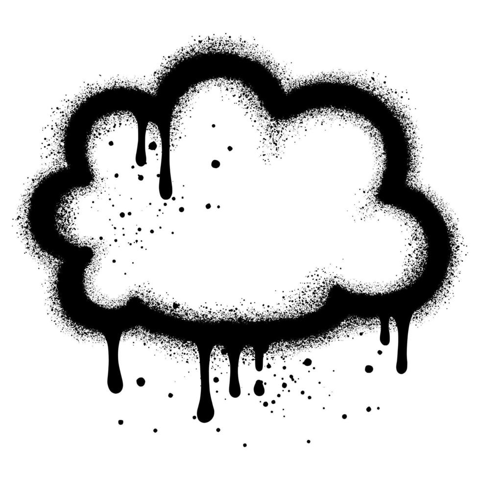 Cloud graffiti with black spray paint isolated with a white background. vector