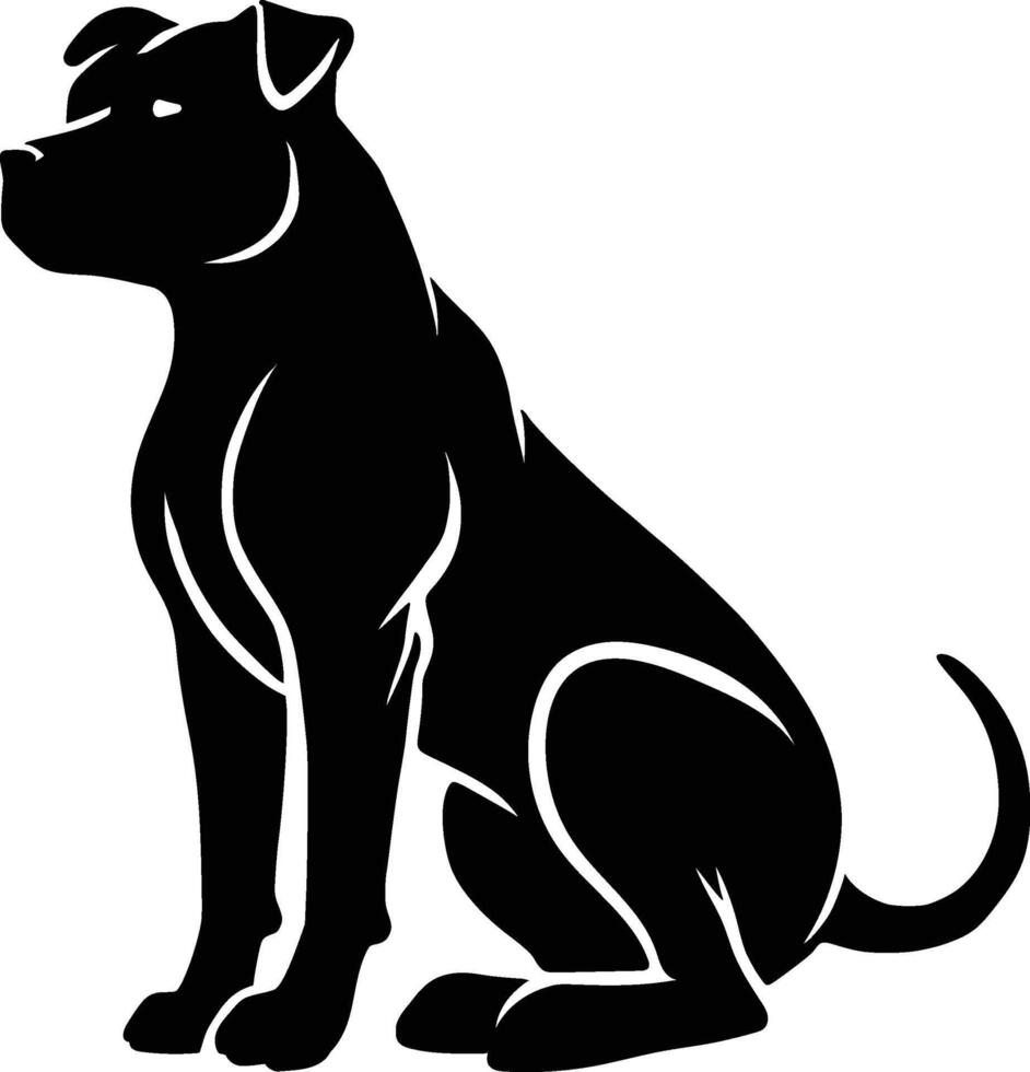 Pitbull dog sitting silhouette vector