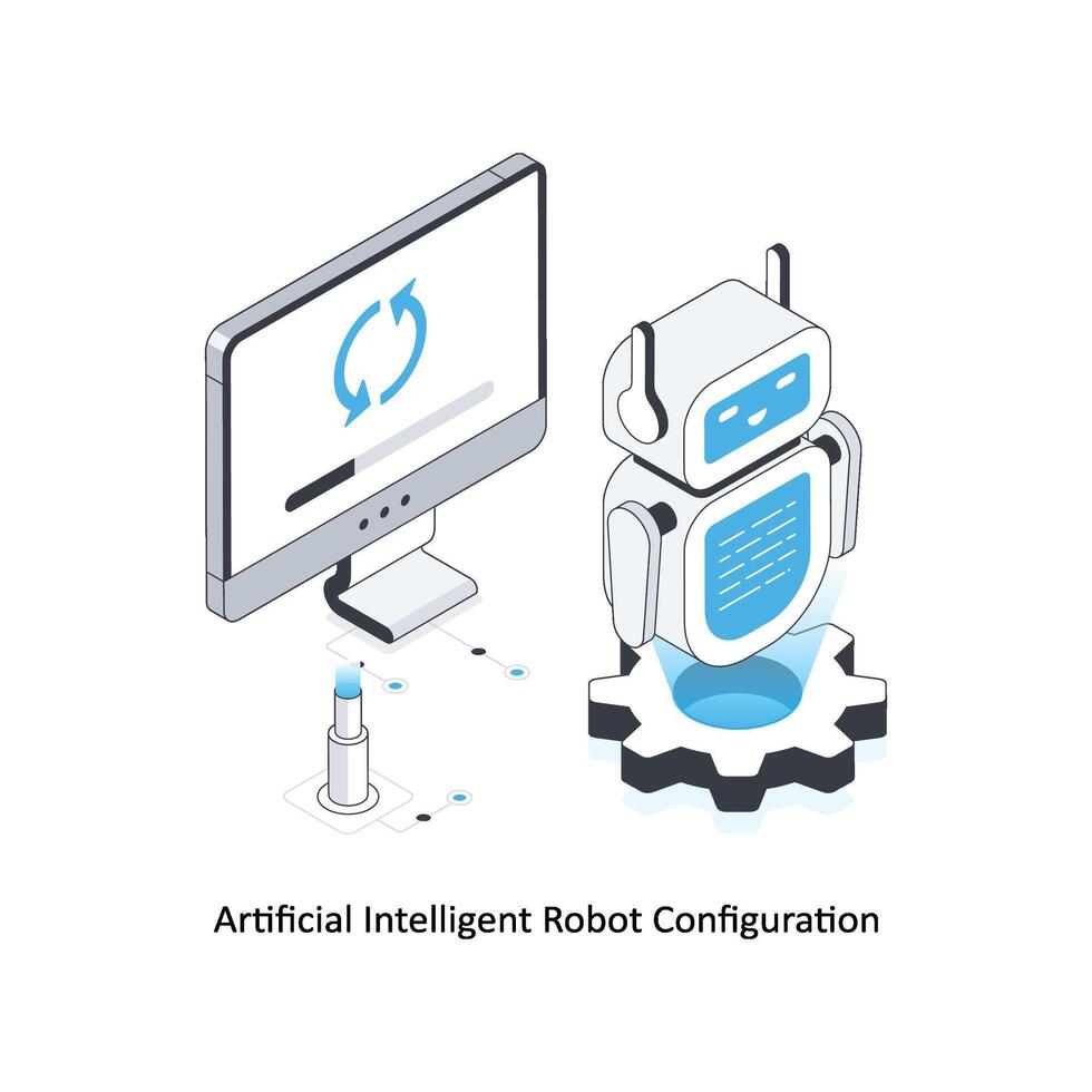 Artificial Intelligent robot configuration isometric stock illustration. EPS File stock illustration vector