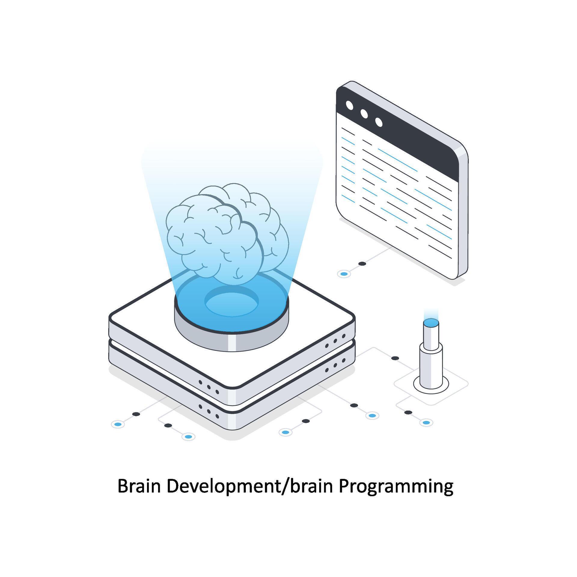 Brain Development Brain programming isometric stock illustration. EPS ...