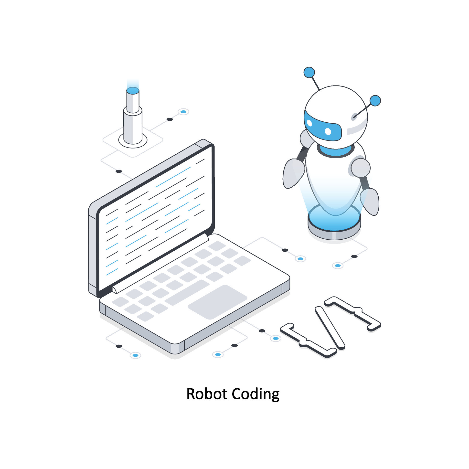 Robot Coding isometric stock illustration. EPS File stock illustration ...