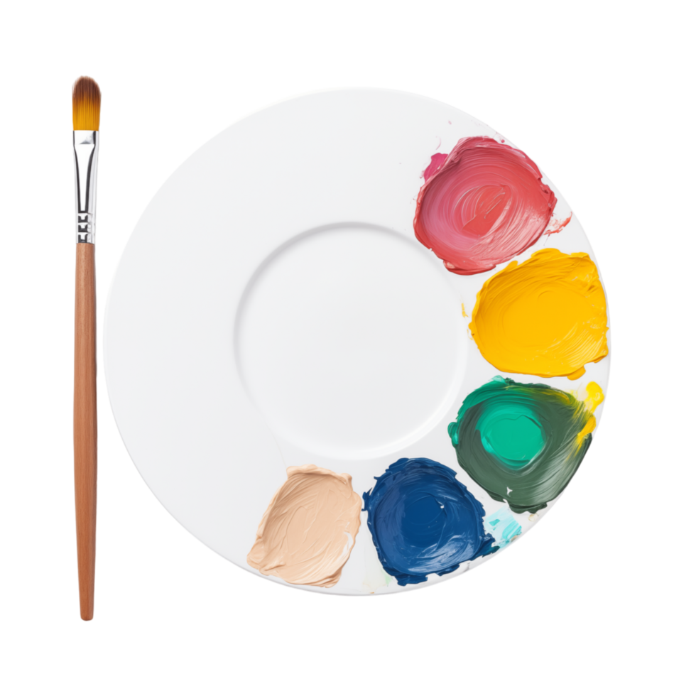 Paint palette and brush isolated on transparent background png