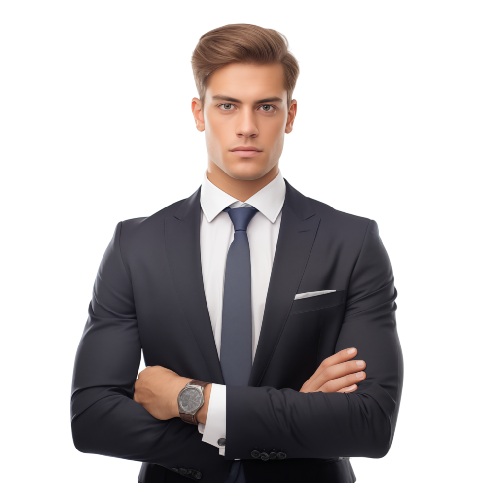 Young attractive business man isolated on transparent background png