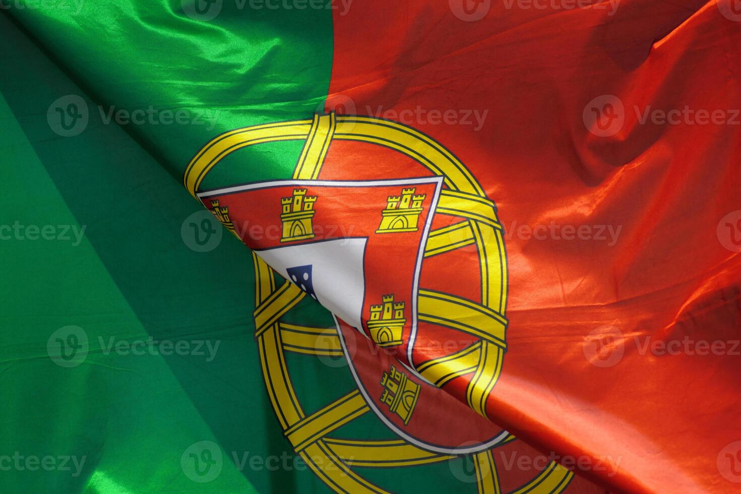 close-up view of a portuguese flag waving in the wind photo