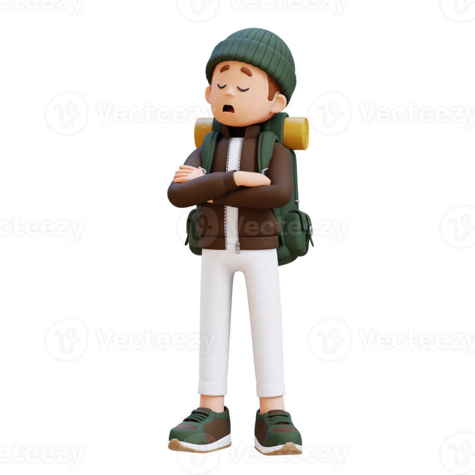 3D Traveller Character in Denial or Dissatisfaction Pose png