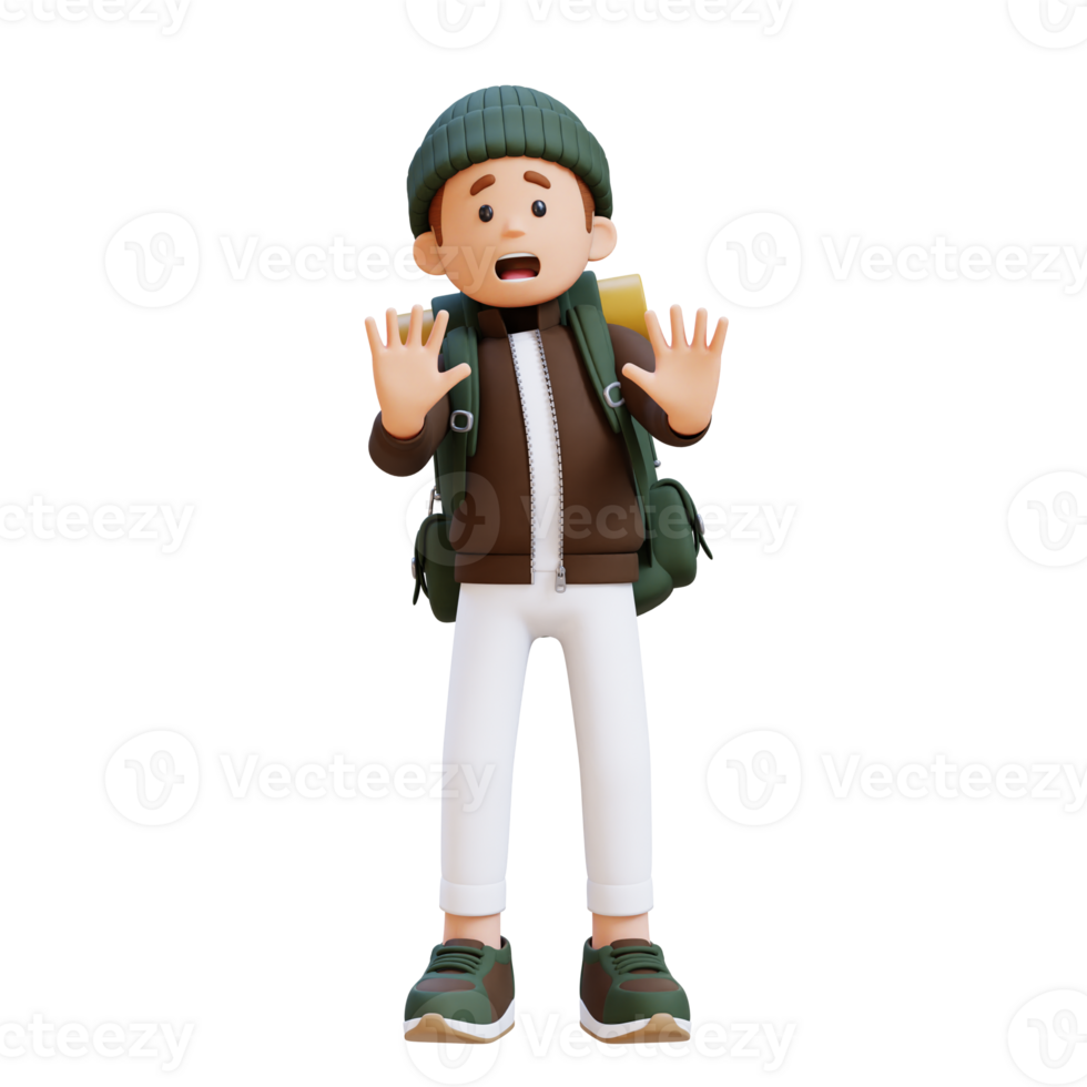 3D Traveller Character Fear and Denial Poses png