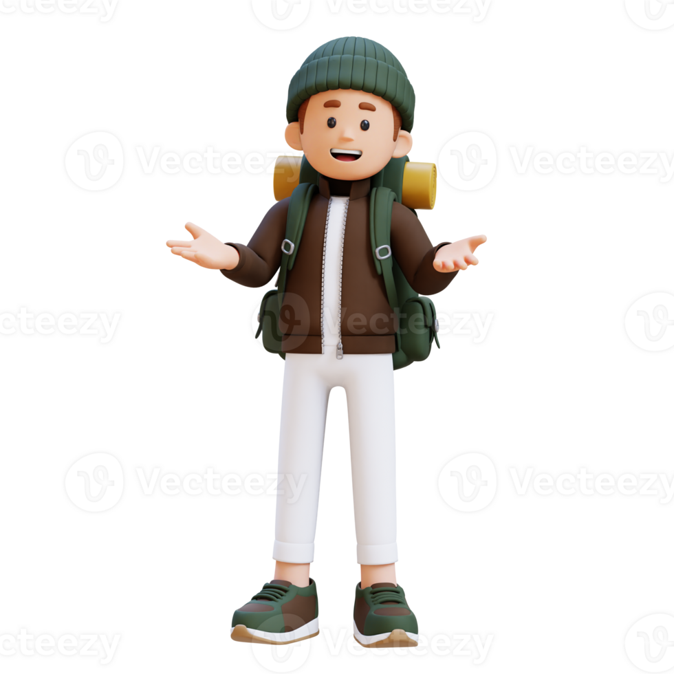 3D Traveller Character Communication Pose png