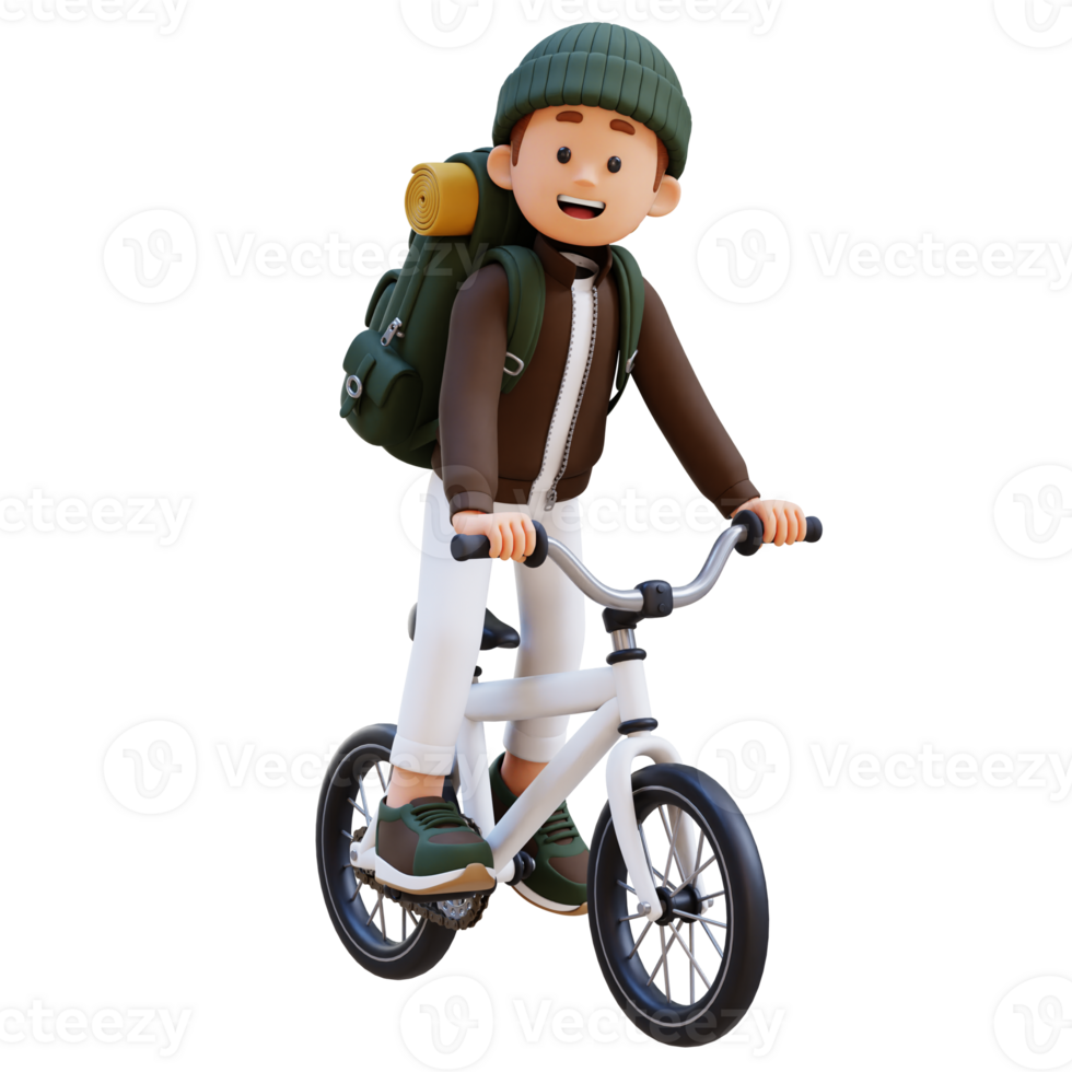 3D Traveller Character Riding Bicycle png