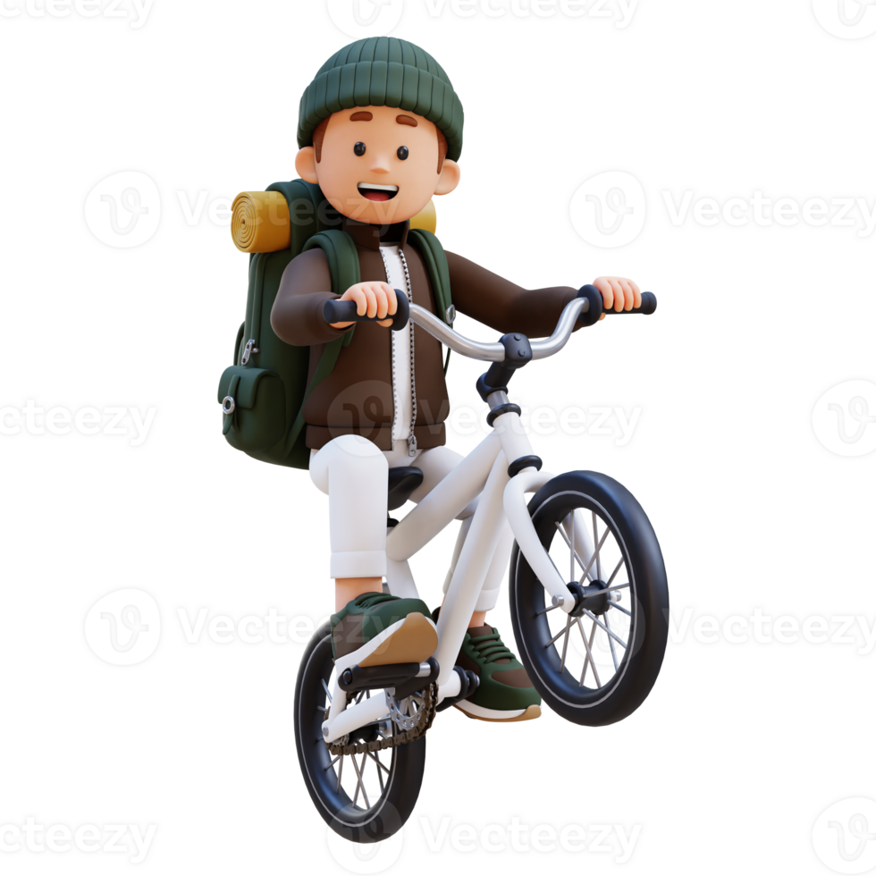 3D Traveller Character Riding Bicycle png