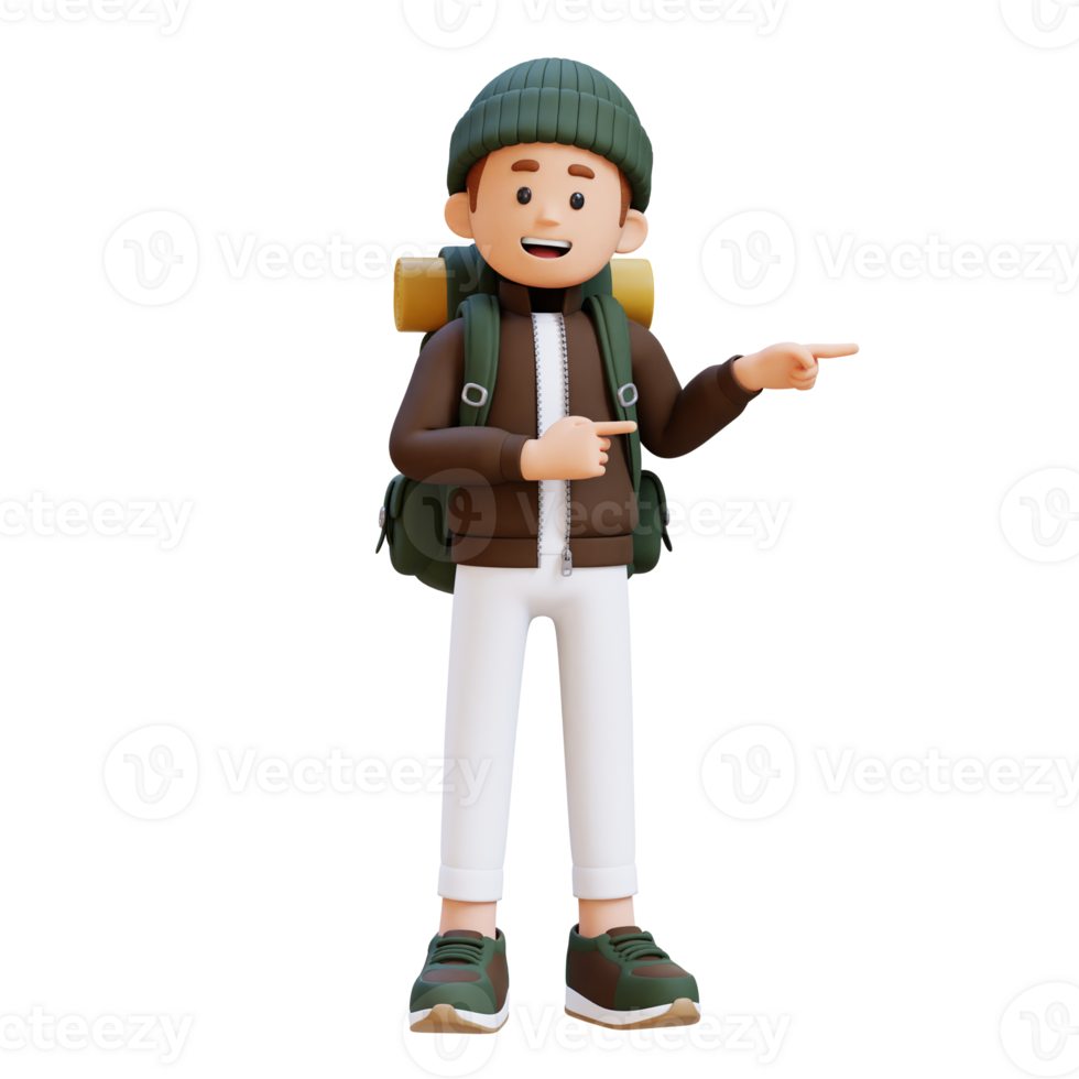 3D Traveller Character Pointing to the Left Pose png