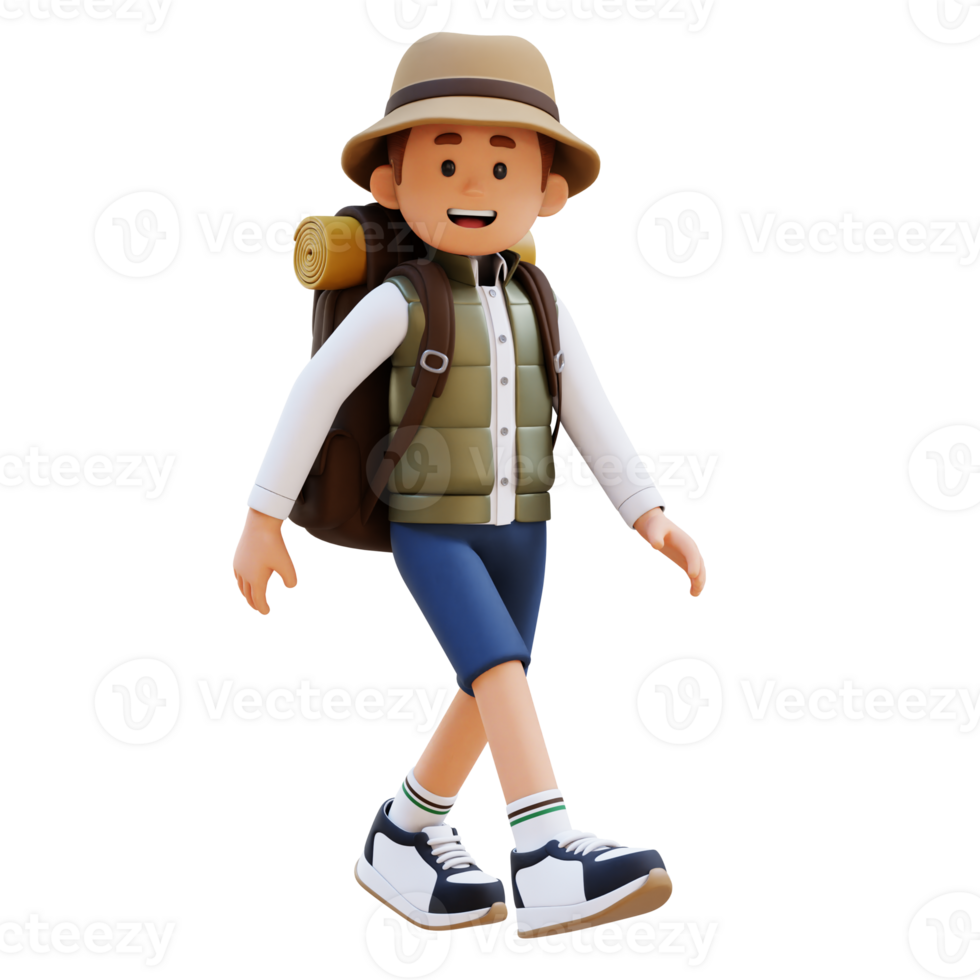 3D Traveller Character Walking Pose png