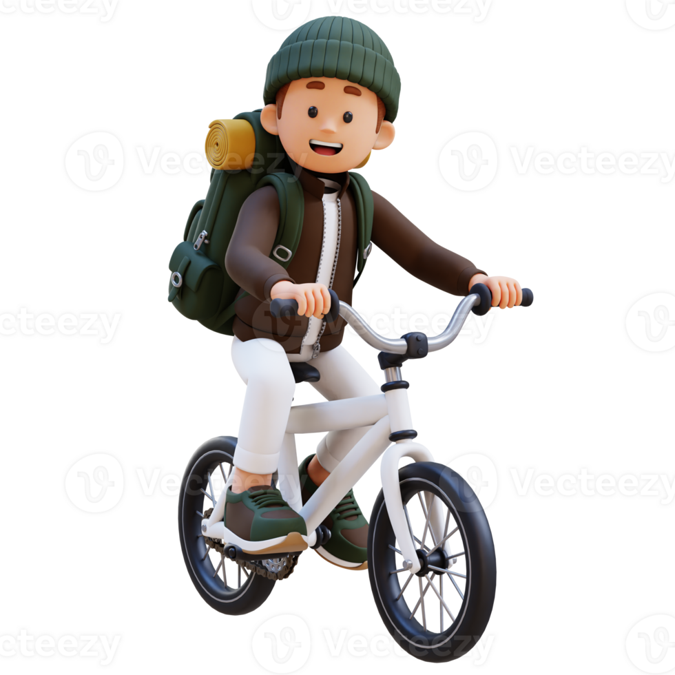 3D Traveller Character Riding Bicycle png