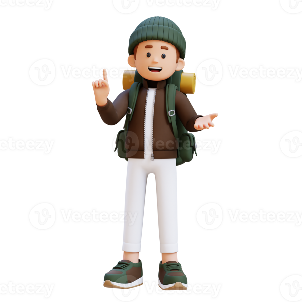 3D Traveller Character Explaining Pose png