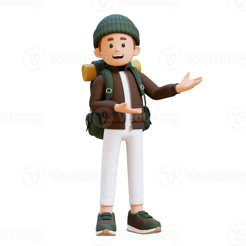 3D Traveller Character Presenting to the Left Pose png
