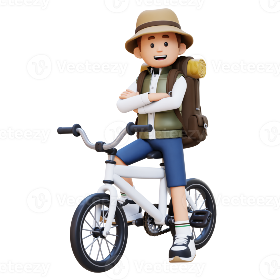 3D Traveller Character Riding Bicycle png