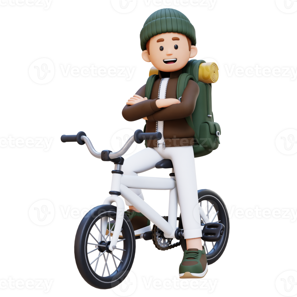 3D Traveller Character Riding Bicycle png