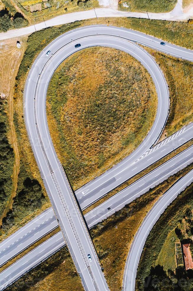 drone overhead view of a highway access photo