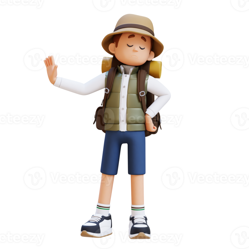 3D Traveller Character in Stop Refusal Pose png