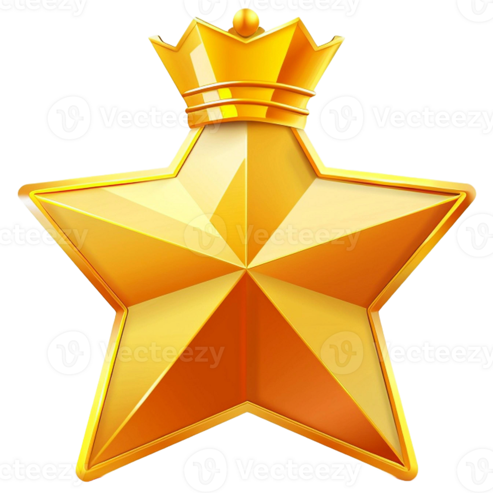 Golden Star with crown png