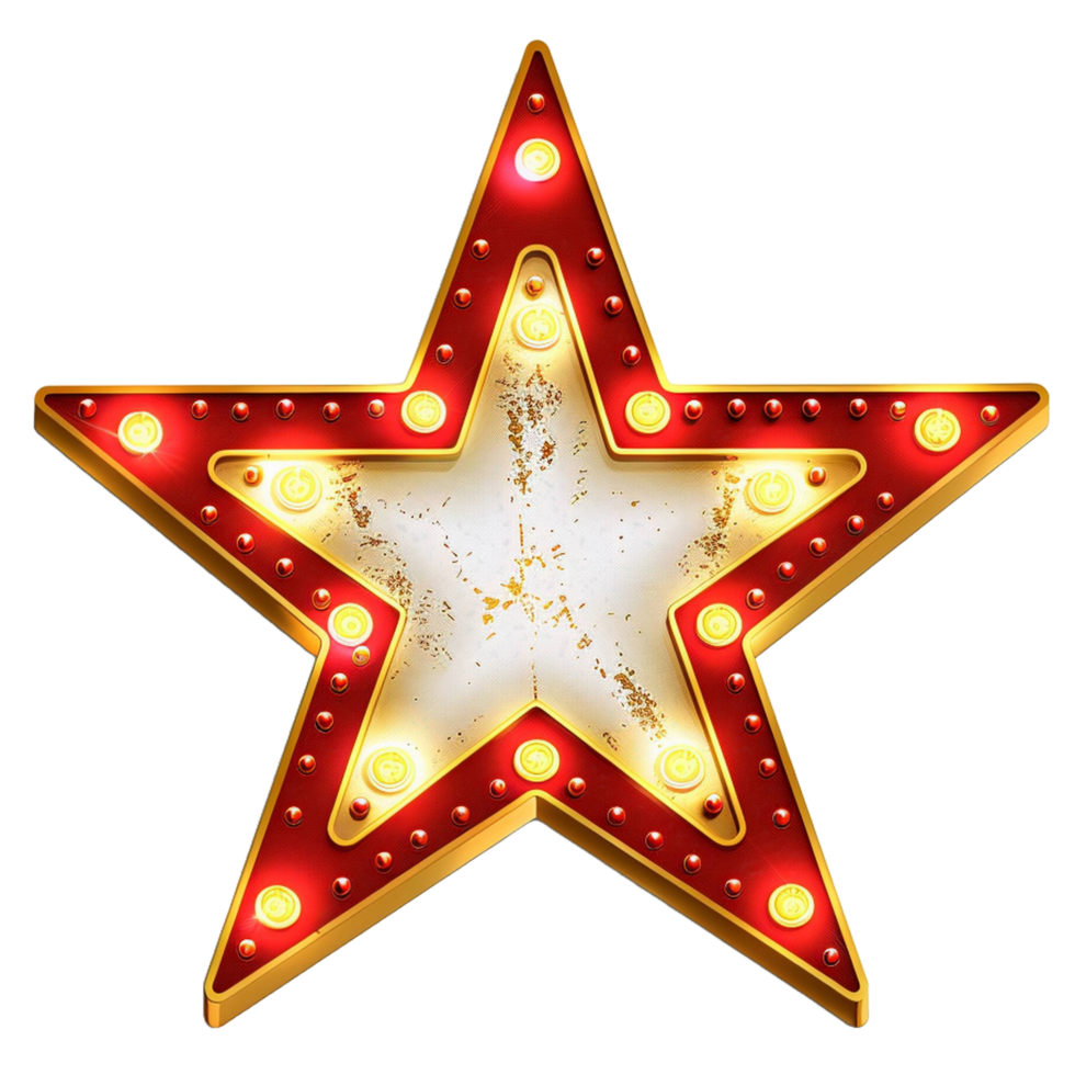3d gold Star and glitter light effect decoration. png