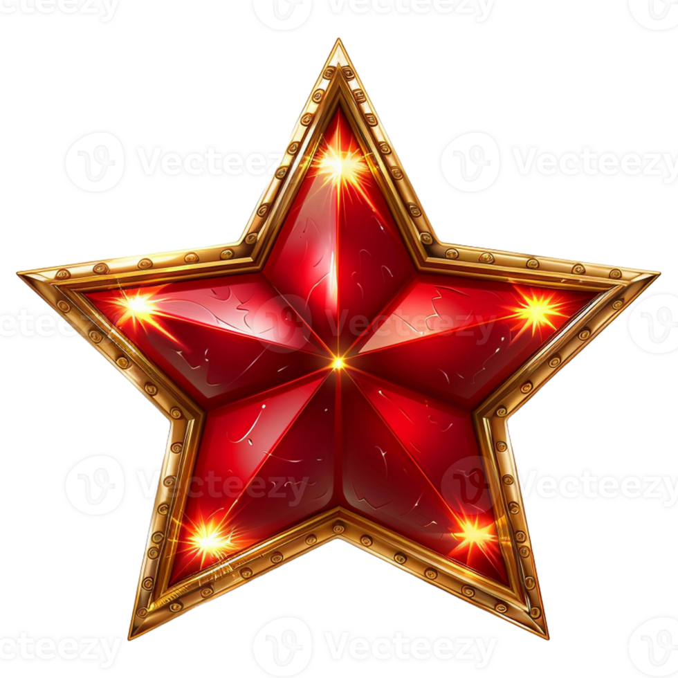 3d gold Star and glitter light effect decoration. png