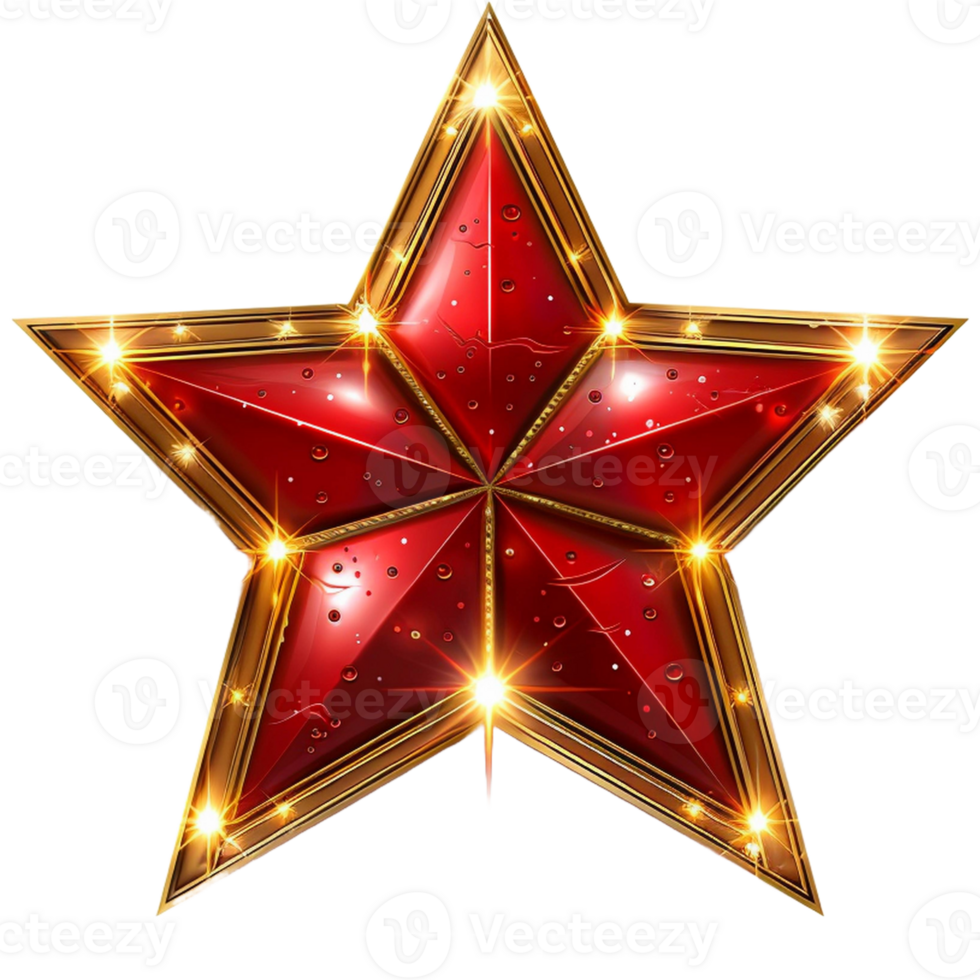 3d gold Star and glitter light effect decoration. png