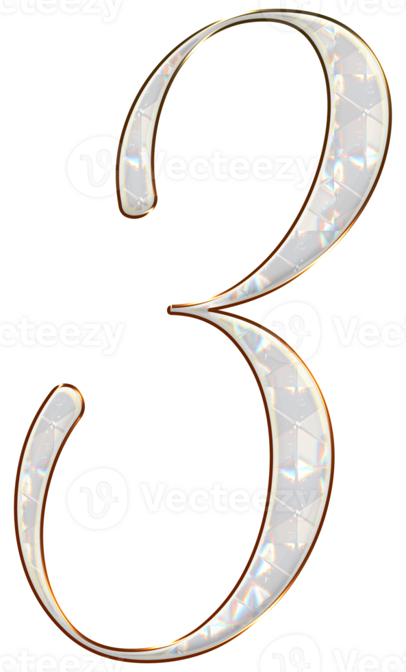 White holographic numbers png