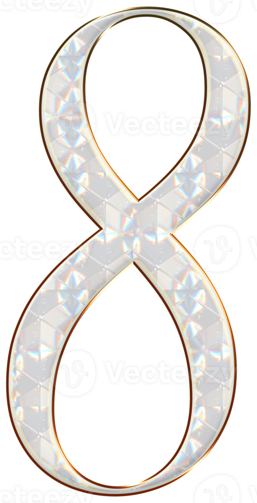 White holographic numbers png