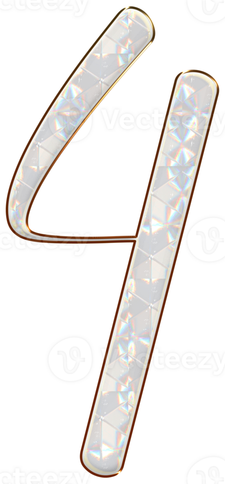 White holographic numbers png