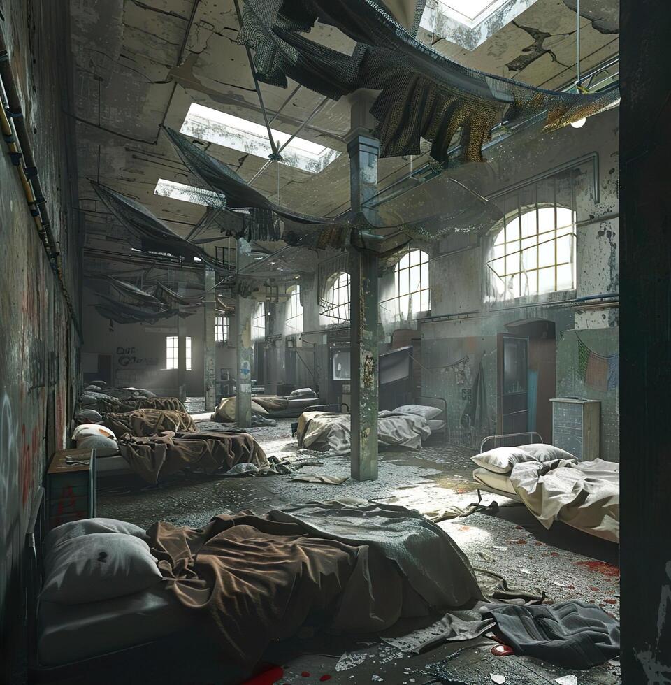 View of abandoned dormitory room photo