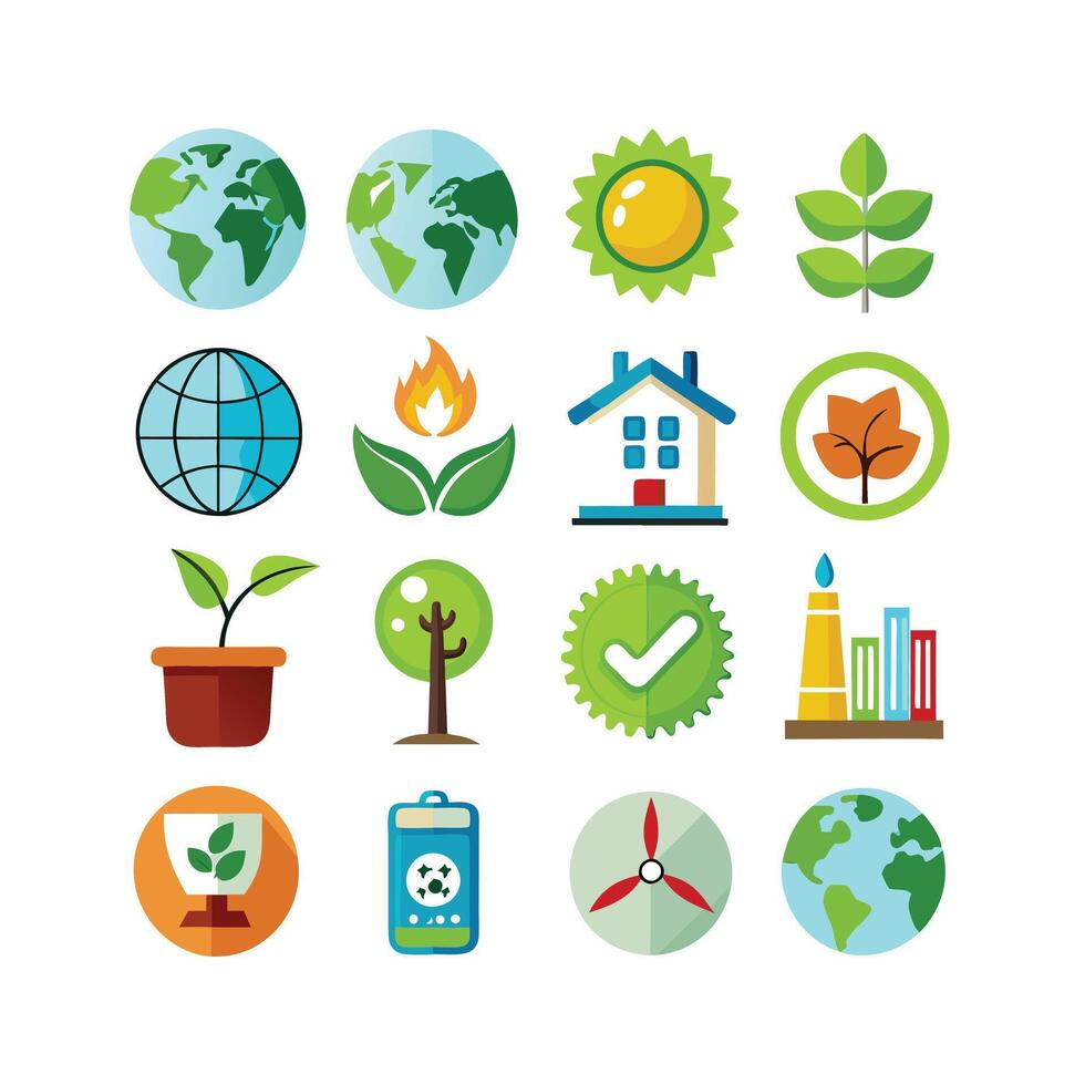 Environment and sustainability icon set illustration vector