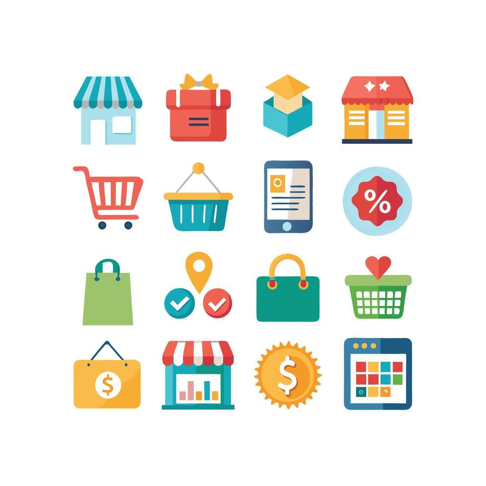 Retail and Shopping Icon Set Collection Illustration vector
