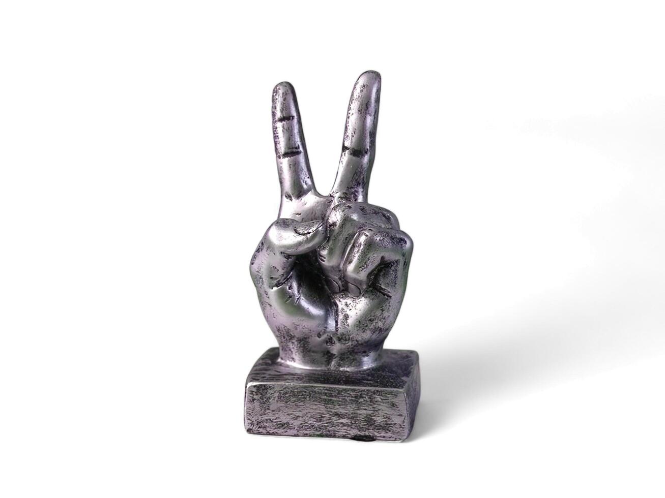 silver hand decoration with piece shapes on a white background photo
