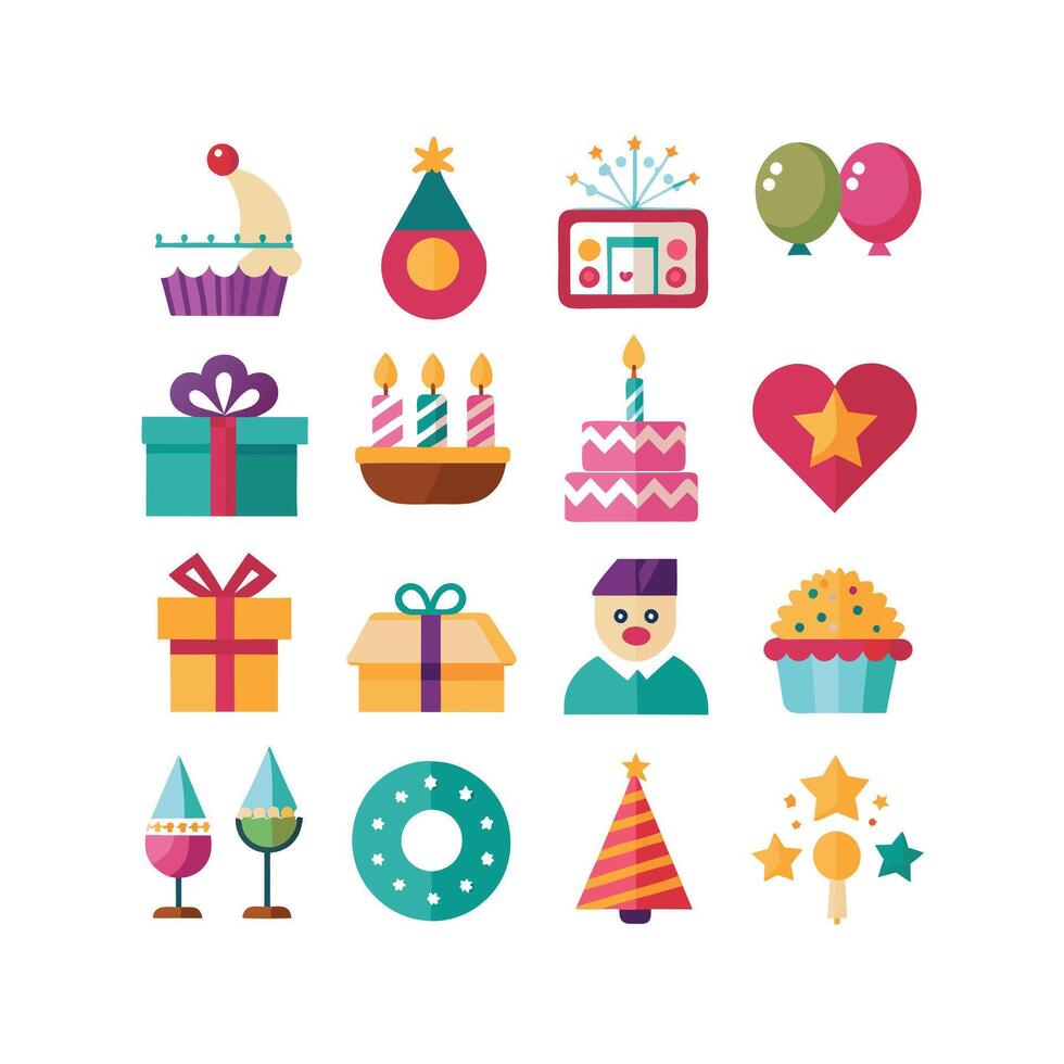 Holiday and Event Icon Set Collection Illustration vector