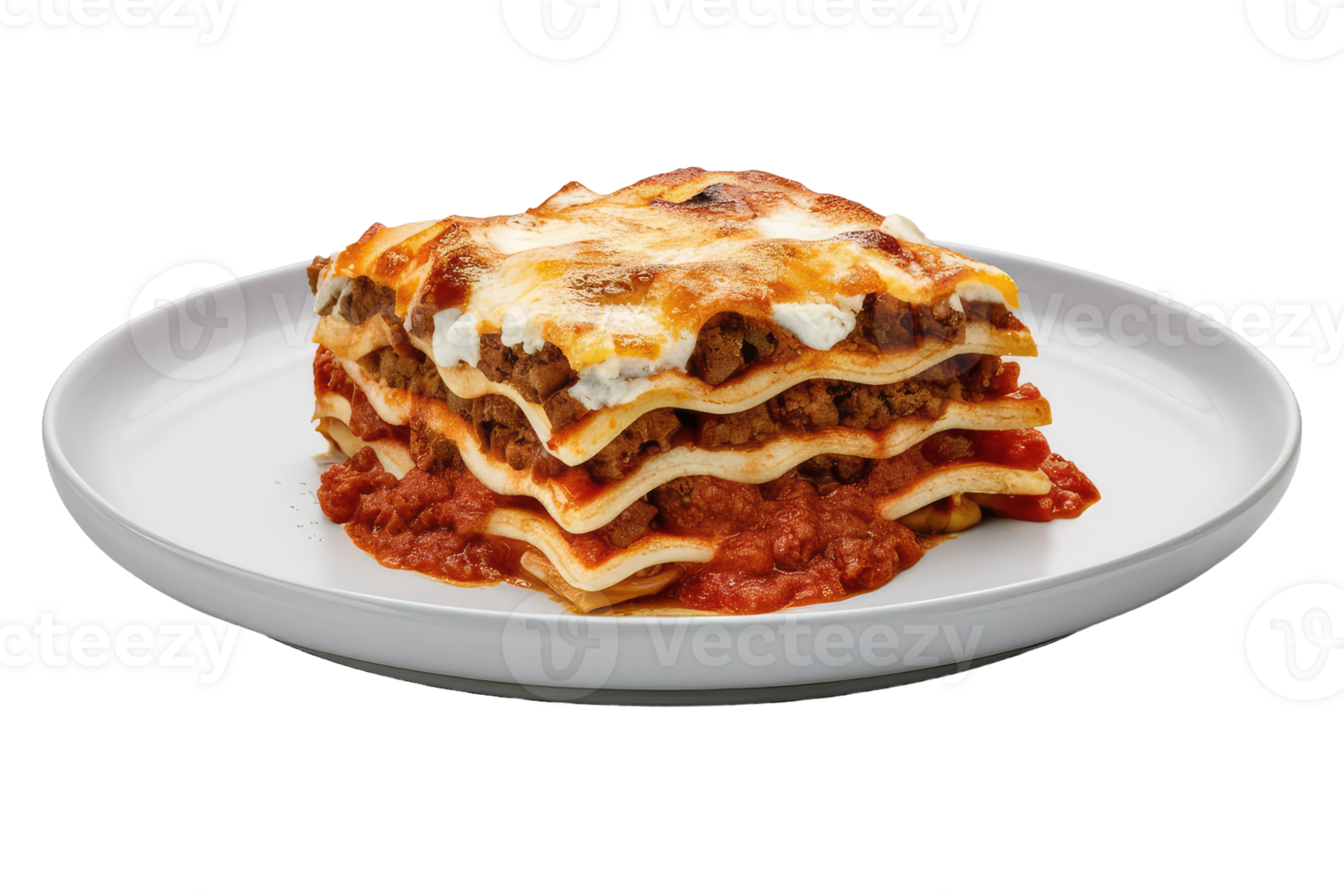Lasagna Slice on a Plate png
