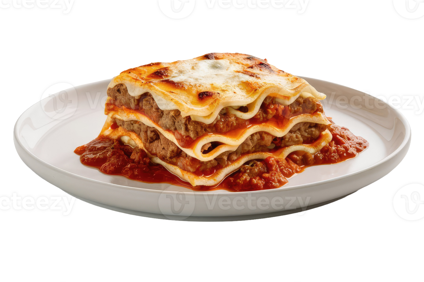 Lasagna Slice on a Plate png