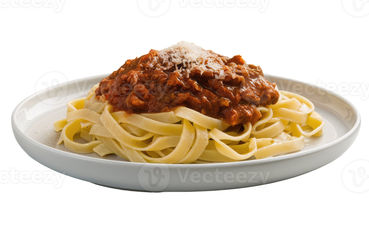 Bowl of Spaghetti with Meat Sauce and Parmesan Cheese png