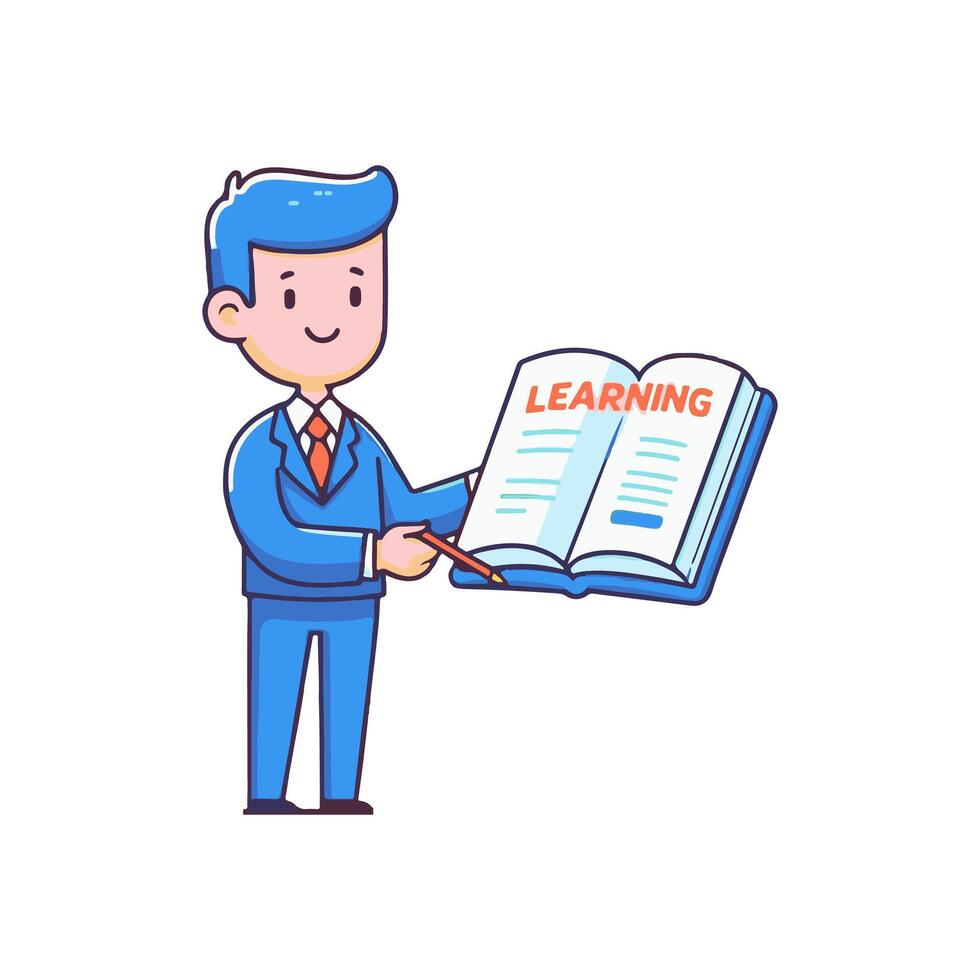 Man studying, Studying illustration, Hand drawn style design illustration. vector