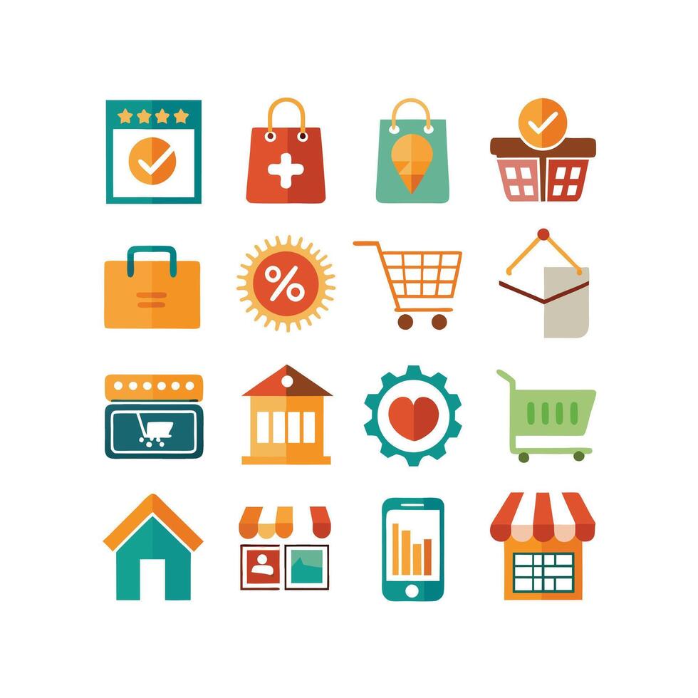 Retail and Shopping Icon Set Collection Illustration vector