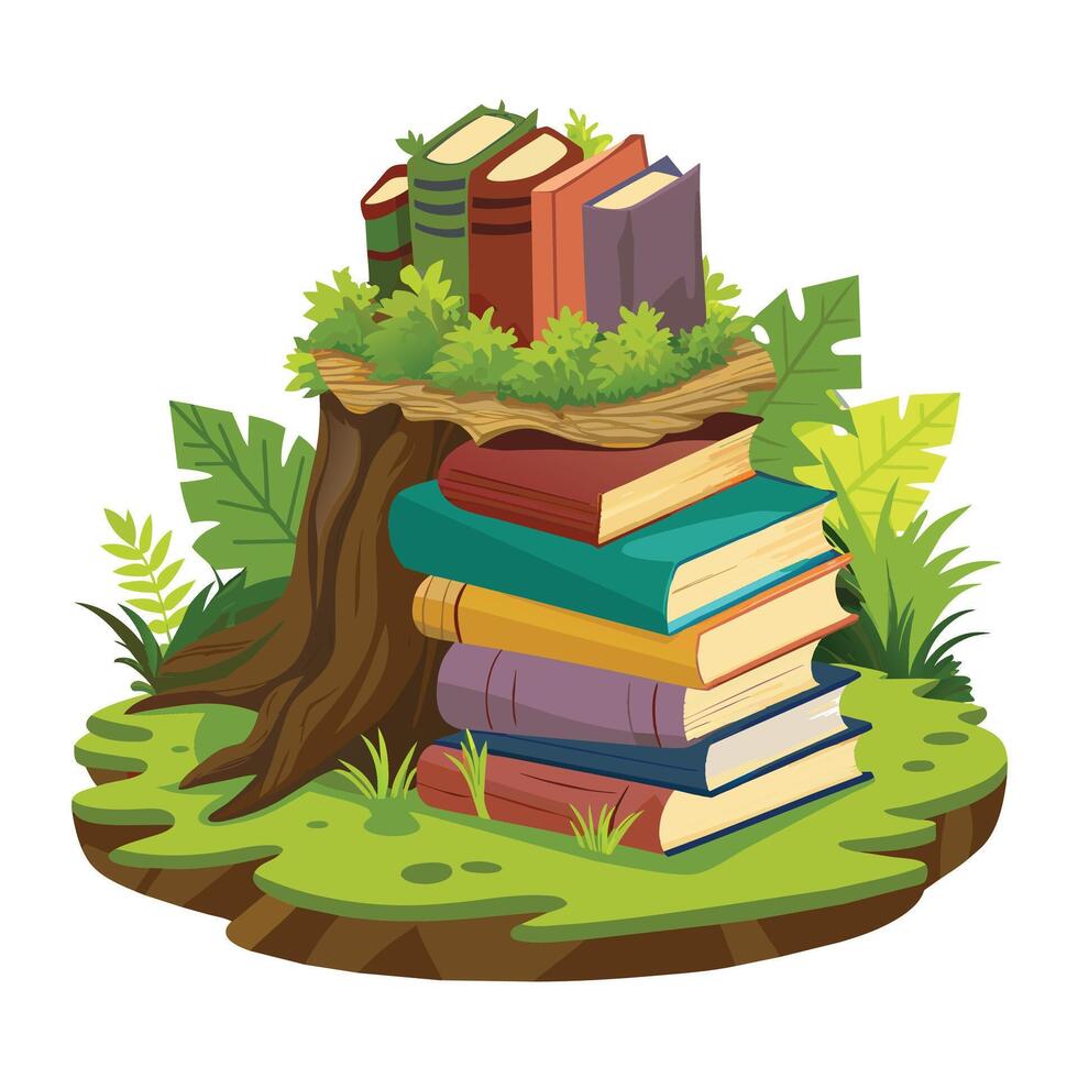 Book stack Illustration concept vector