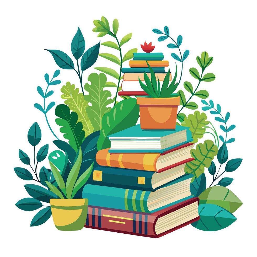 Book stack Illustration concept vector