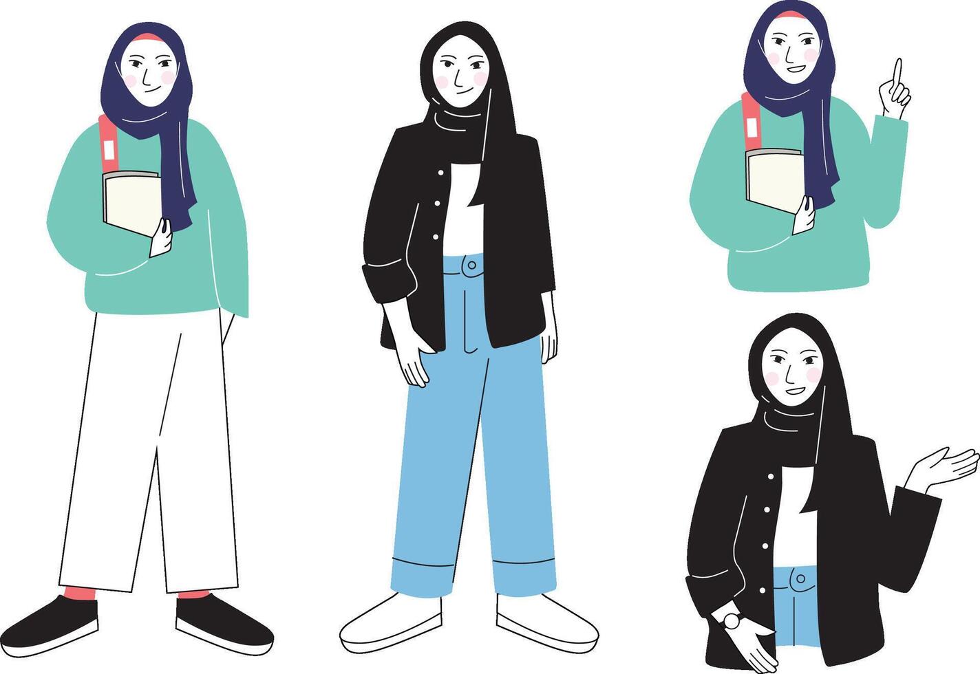 Moslem modern hijab style vector