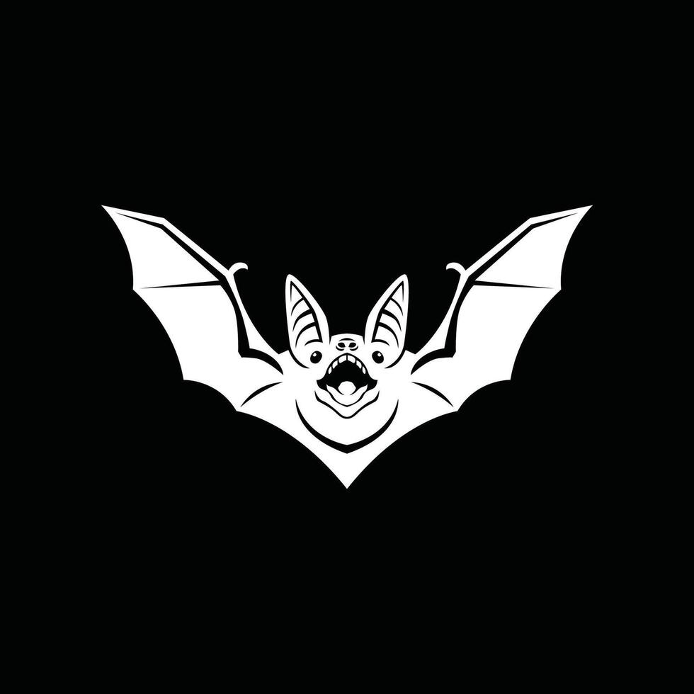 a bat with a white face and black background. bat icon logo illustration vector