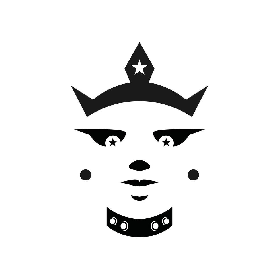 a black and white image of a person's head with a crown on it. vector