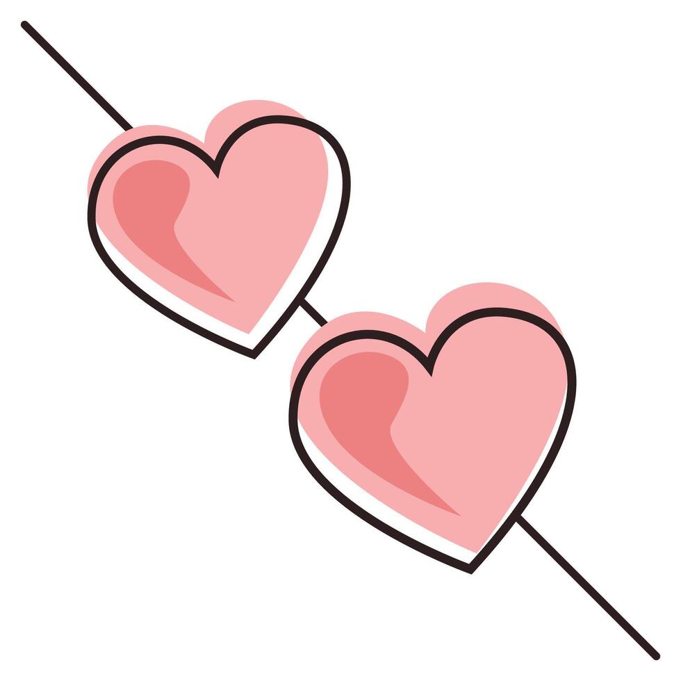 Two Hearts Continuous One Line Drawing. Valentines day concept. Hearts Couple Trendy Minimalist Illustration. Love Minimalist Contour Art. vector