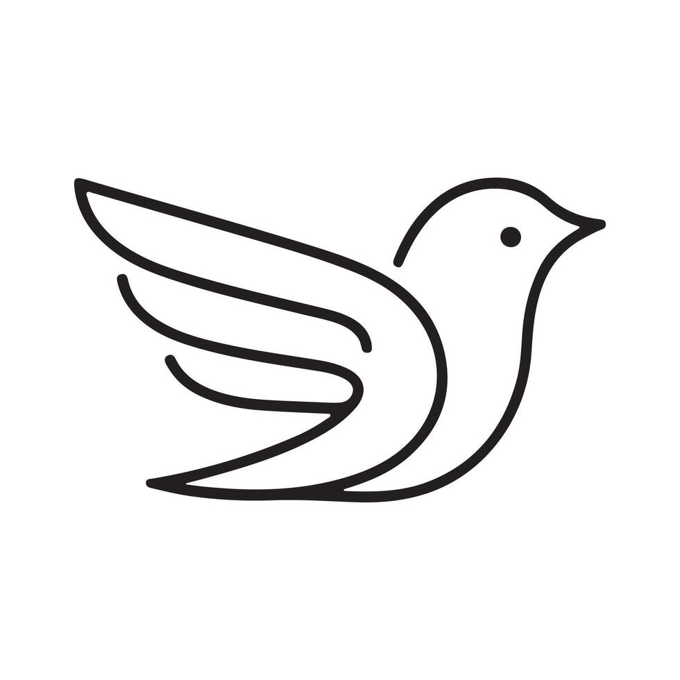 simple bird logo icon illustration, line art, one line art bird vector
