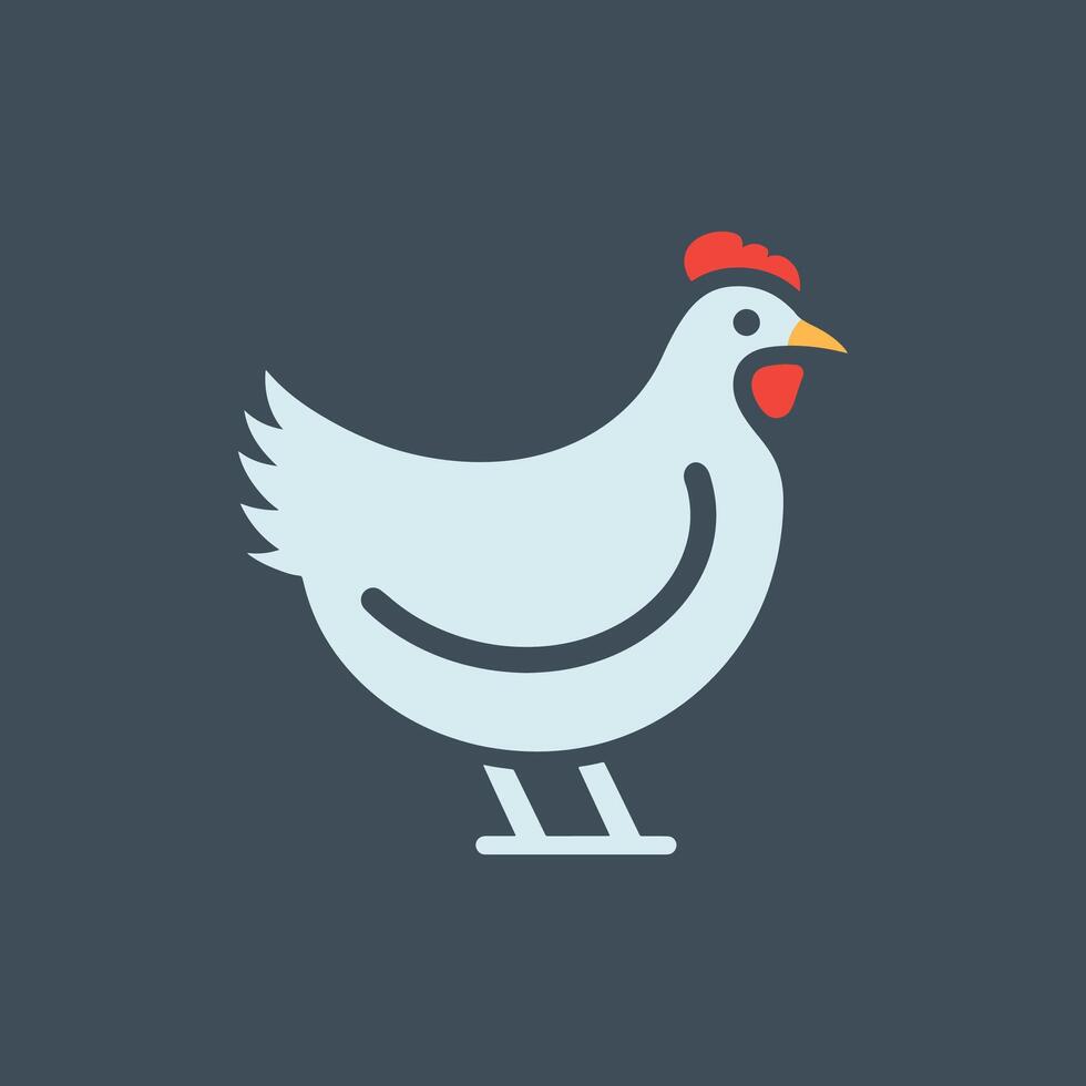 simple chicken icon illustration, abstract chicken rooster face head mascot logo icon vector